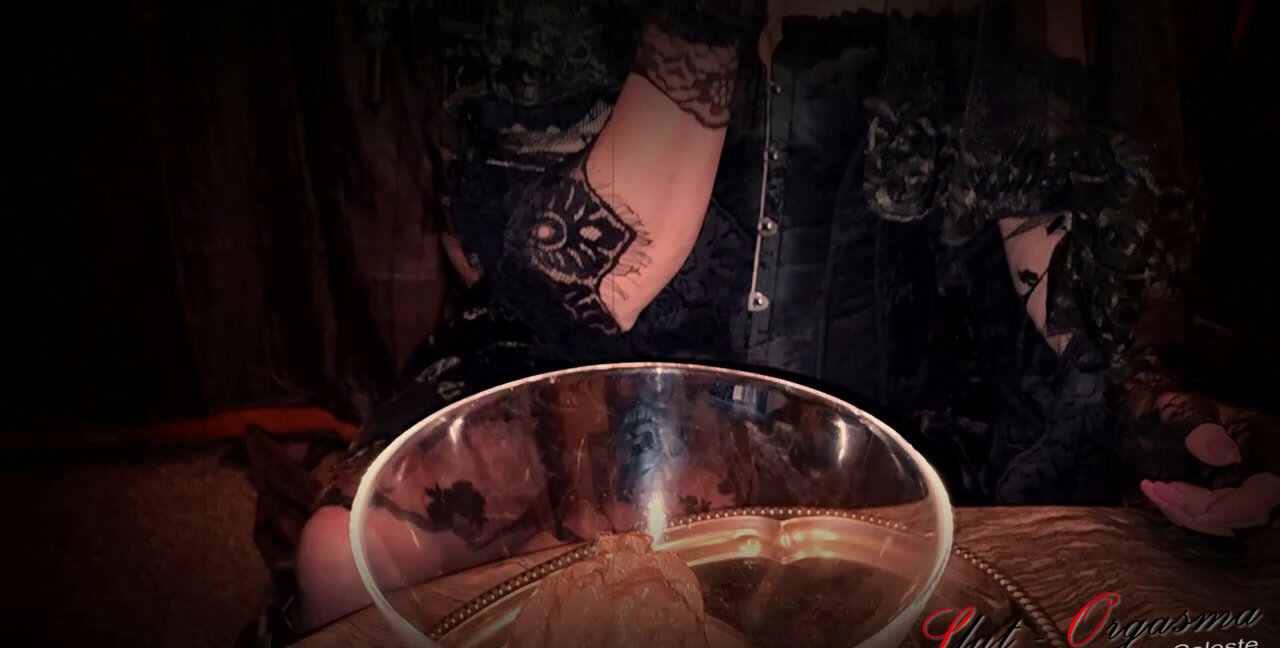 SlutOrgasma - puke swallowing - Bloody scat dinner of a satanic, Scatting Girl, Shitting Ass