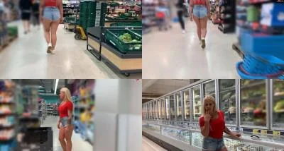 Devil Sophie - Pervers Public Gefriertruhe im Lebensmittelladen vollgepisst und Fotzen-Lippenstiftspiele FullHD 1080p / 160 MB