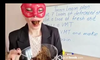 Scatlina - Shit Eating Lesson (with 8 loads of shit), Masturbation, Toilet